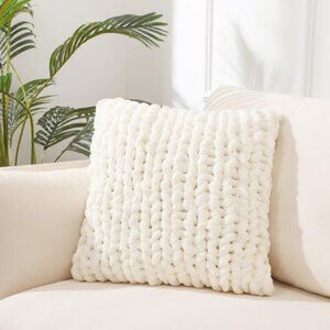 White Chunky Knit Pillow Cover, 18" X 18"